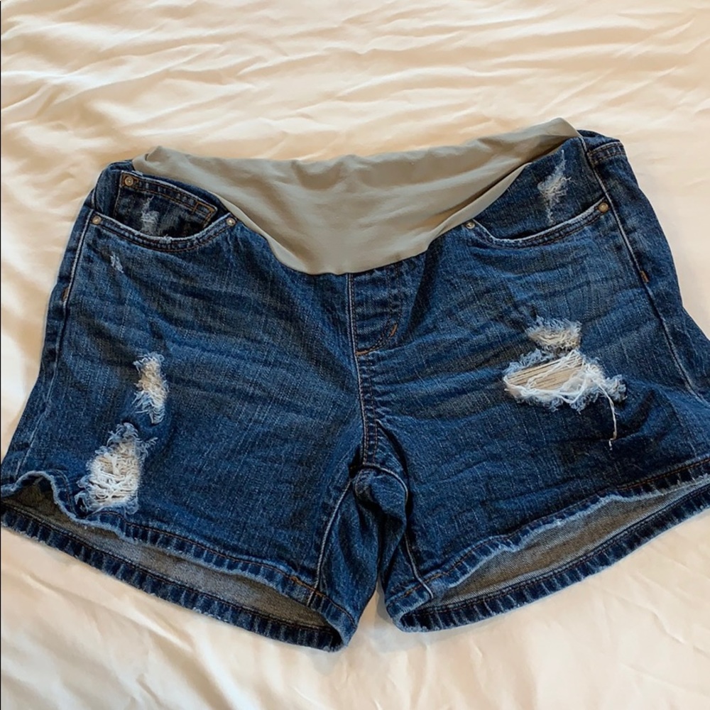 Joe’s maternity distressed jean shorts